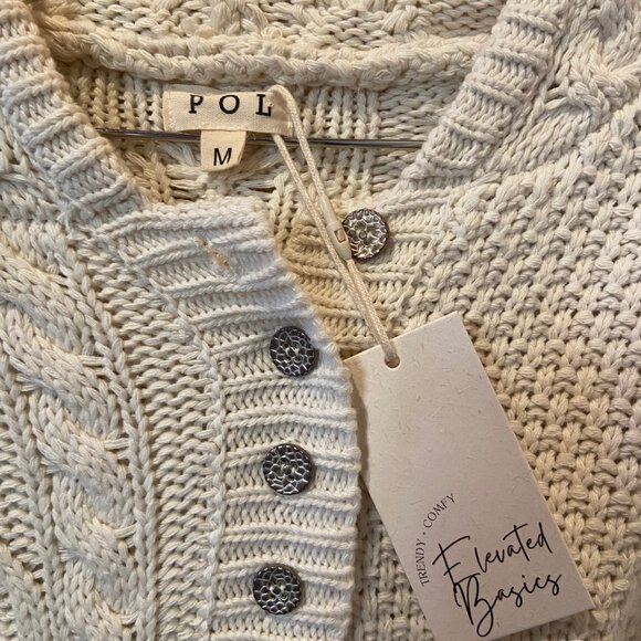 Pol Quilting Patch Cable Knit Jacket Womens Sz M New with Tags - Picture 4 of 10